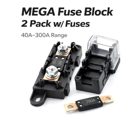 2 Pack MEGA AMG Fuse Block Holders w Fuses 40A-300A 8GA Auto MRO Truck Marine