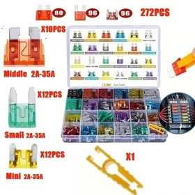 50- 300Pcs Car Fuse Assortment Kit Mini Blade & Standard Automotive Fuses Set