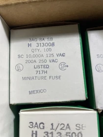 1 BOX of 100 LITTELFUSE fuses p/n H313,xxx,1/4A or 0,5A,or 2A,or 3A,or 4A, or 8A