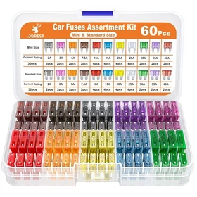 JOREST 300Pcs Car Fuse Assortment Kit, 160 Mini Blade Fuses Automotive + 90 Stan