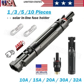 10/15/20/30/32A Waterproof in-Line Fuse Holder w/Fuse Solar Panel PV Connectors