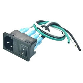 250Vac 15A  C14 Panel Mount Plug Adapter Power Connector Socket with 14AWG Wires