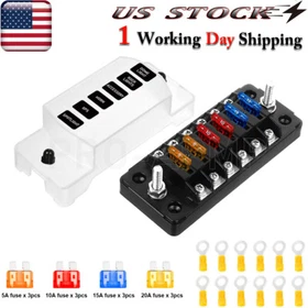 Blade Fuse Block Universal 12V Fuse Box Kit with Cover for Car Boat Marine RV