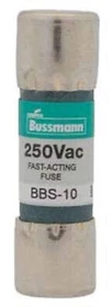 BBS-10 - Eaton Bussmann 10 Amp 250 Volt Fast Acting Midget Fuse, Ferrule Type, 1