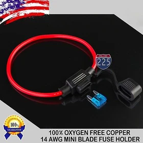 Pick Wire GA. & Fuse Amperage MINI In-Line Fuse Holder 10PCS OFC Copper Wire LOT