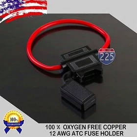 Pick Gauge 8 10 12 14 16 18 AWG ATC In-Line Fuse Holder 100% OFC Copper Wire LOT