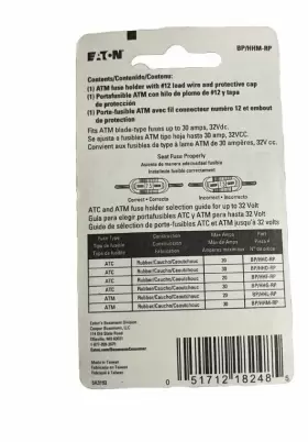 051712182485 BUSSMAN Bussmann Bp Hhm Rubber Fuse Holder Pack #2