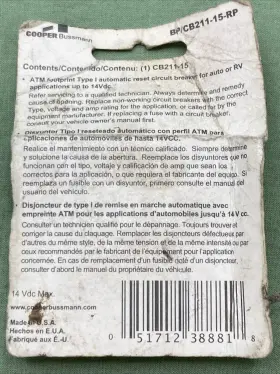 BP-CB211-15-RP BUSSMANN Atm Mini Circuit Breaker Amp #2