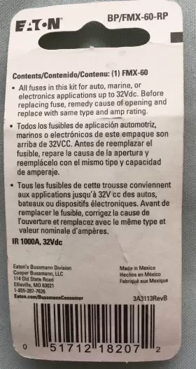 BP-FMX-60-RP BUSSMANN Cooper Yel Fem Maxi Fuse Box #2