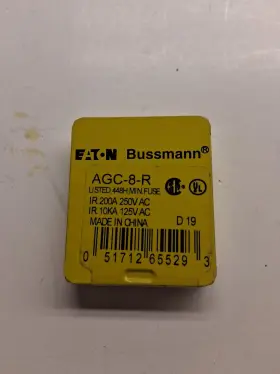 AGC-8-R BUSSMANN ELECTRICAL Acting Glass Fuse