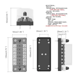 743307726753 E-BRO Fuse Block Marine Blade Negative Bus Atc #3