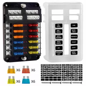12-WAY IKAUFEN Blade Fuse Box Block Holder Led Indicator Auto #2