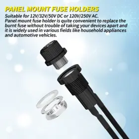 751717591762 JOINFWORLD Panel Mount Fuse Holder Ac Screw Cap #3