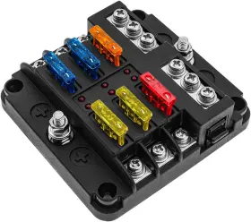 FH-6-WAY KAOLALI Marine Fuse Block Blade Led Indicator Bu