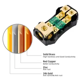 696585338715 LEIGESAUDIO Copper Gauge Anl Fuse Holder Amp #2