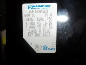 6F60A2B MARATHON Block Holder Covers Buss Fuse #2