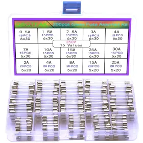 6X30MM TED LELE QBGTFAK Blow Car Glass Tube Fuses Amp Kit