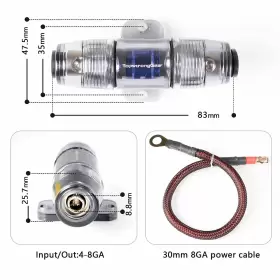 707772466712 TOPSTRONGGEAR Gauge Awg Power Wire Manl Fuse #2