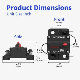 WTCIRCUIT250AB WATTCYCLE Breaker Audio Fuse Car Boat Manual #2