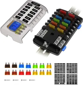 A12-BLUE XHTECHNOLOGY Fuse Block Volt Blade Box Panel Led