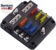 12 Volt Fuse Block, Waterproof Boat Fuse Panel with LED Warning Indicator Damp-P