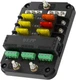 WUPP 12V Fuse Block with Relay, Automotive 6 Circuits Fuse Box with ACC Interfac