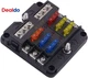 12 Volt Fuse Block, Waterproof Boat Fuse Panel with LED Warning Indicator Damp-P