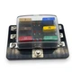 6 WAY FUSE BOX LED INDICATOR WITH 6 MTA FUSES FOR CAR TRUCK RV BOATH MARINE
