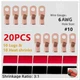 (10) 6AWG Gauge Copper Ring Terminals #10 RED/BLACK Heat Shrink Tubing LUGS
