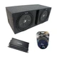 Universal Car Stereo Vented Port Dual 10" Kicker CompR CWR10 Sub Box & CX1200.1