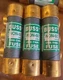 Lot Of 3 Buss  Bussmann NON-60  Amp. 250 Vac One Time Fuse Cartridges