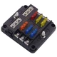 WUPP 12 Volt Fuse 6 Way Block with Cover & Negative Bus, Screw Terminal 