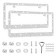 GaRhomxy Bling License Plate Frames for Women, 2 Pack Handcrafted 2PCS, white 