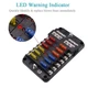 WUPP Boat Fuse Block, Marine Fuse Panel with LED Warning Indicator Damp-Proof Co
