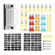 For Car Marine 6 Way 12V-32V Fuse Box Block Holder With 12PCS Blade Fuses Kit