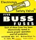 Vintage Electricity&rsquo;s Safety Valve Buss Fuses SFE 20 Set of 3 Bussmann Mfg