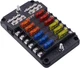 WUPP Boat Marine Fuse Block Panel 12-circ W/Cover & Neg, Screw Terminal 