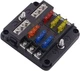 WUPP 12 Volt Fuse Block, Waterproof Boat Fuse Panel with LED Warning Indicator D