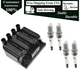 Ignition Coil & 4pcs Spark Plug Kit Fit For 1998-2011 Volkswagen Beetle 2.0L