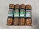 Lot of 4 Bussmann Fusetron FRN-R-45 fuses, 45A, 250VAC, class RK5, time delay