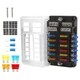 12 Way Fuse Block Waterproof Marine Fuse Holders with Positive & Negative Bus fo