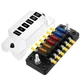 PSEQT Mini 6-Way Marine Blade Fuse Block with Negative Bus ATC/ATO Waterproof Au