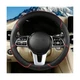Car Steering Wheel Cover, Leather Comfort Grip O-Shape Vehicle Black/Red