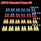 24pcs Standard Blade Fuse 5A 10A 15A 20A  Auto Car Motorcycle SUV FUSES Kit ATM