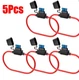 5 Pack 14 Gauge In-line ATC/ATO Fuse Holder 30 AMP Blade Fuse Cover 12V