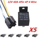 5Pack Car Truck Auto 12V 40A 40 AMP SPST Premium Relay & Socket 4 Pin 4P 4 Wire