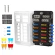 12 Way Fuse Block Waterproof Marine Fuse Holders with Positive & Negative Bus...
