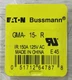 Bussmann GMA-15-R Fuse, Fast-Acting, 15 A, GMA Series, 125VAC, 32 Vdc, Pack of 5