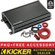 KICKER CXA1200.1 CAR AUDIO SUBWOOFER CLASS D 1CH/MONO AMPLIFIER + 4AWG AMP KIT