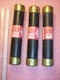 QTY (3) FRS-35 BUSSMANN FUSETRON 35A 600V TIME DELAY DUAL ELEMENT FUSES K5 USED
